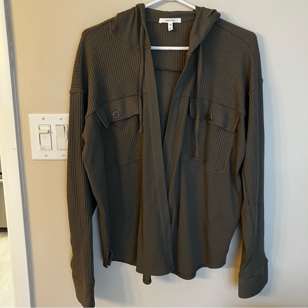 Maurices Olive Khaki Green Hooded Utility Jacket relaxed
